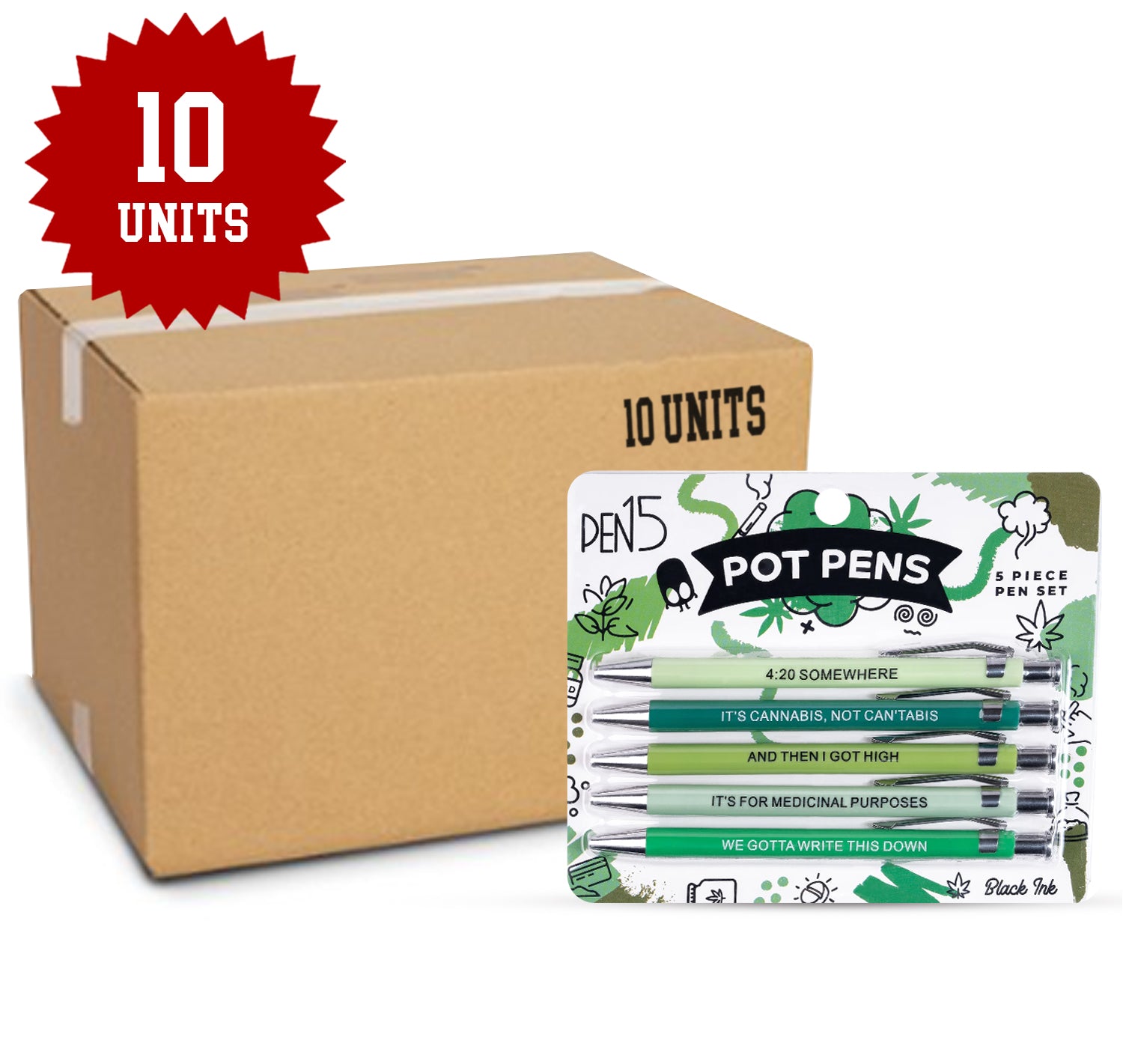 Funny pens with sarcastic sayings set of 10