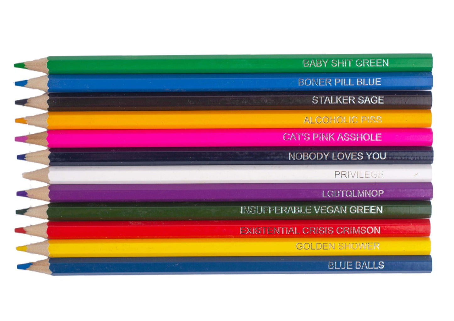 Offensive Colored Pencils set of 48 wooden colored pencils with bold, unique color pencils in pack.