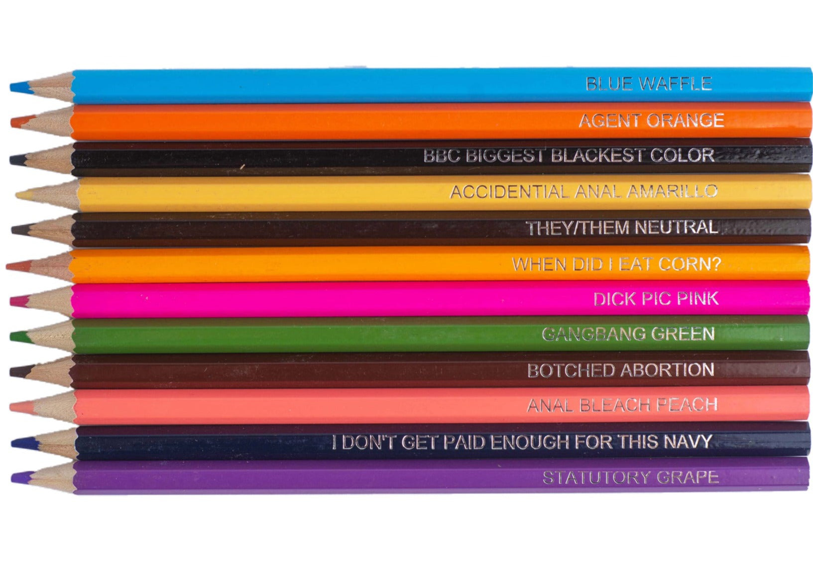 Offensive Colored Pencils set of 48 wooden colored pencils with bold, unique color pencils in pack.