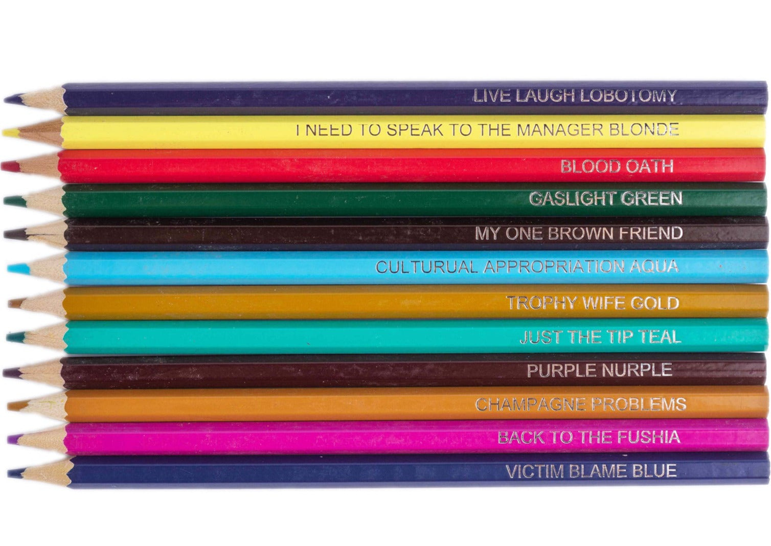 Offensive Colored Pencils set of 48 wooden colored pencils with bold, unique color pencils in pack.