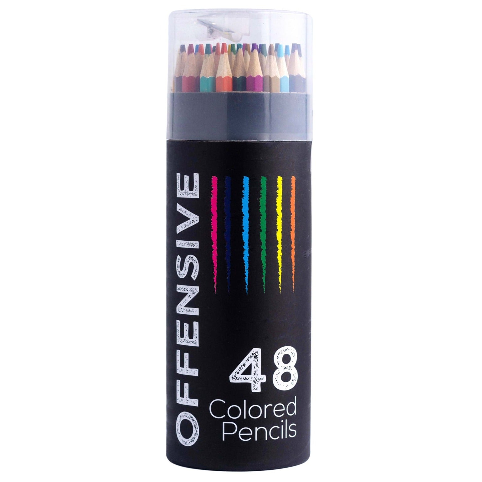 Offensive Colored Pencils set of 48 wooden colored pencils with bold, unique color pencils in pack.