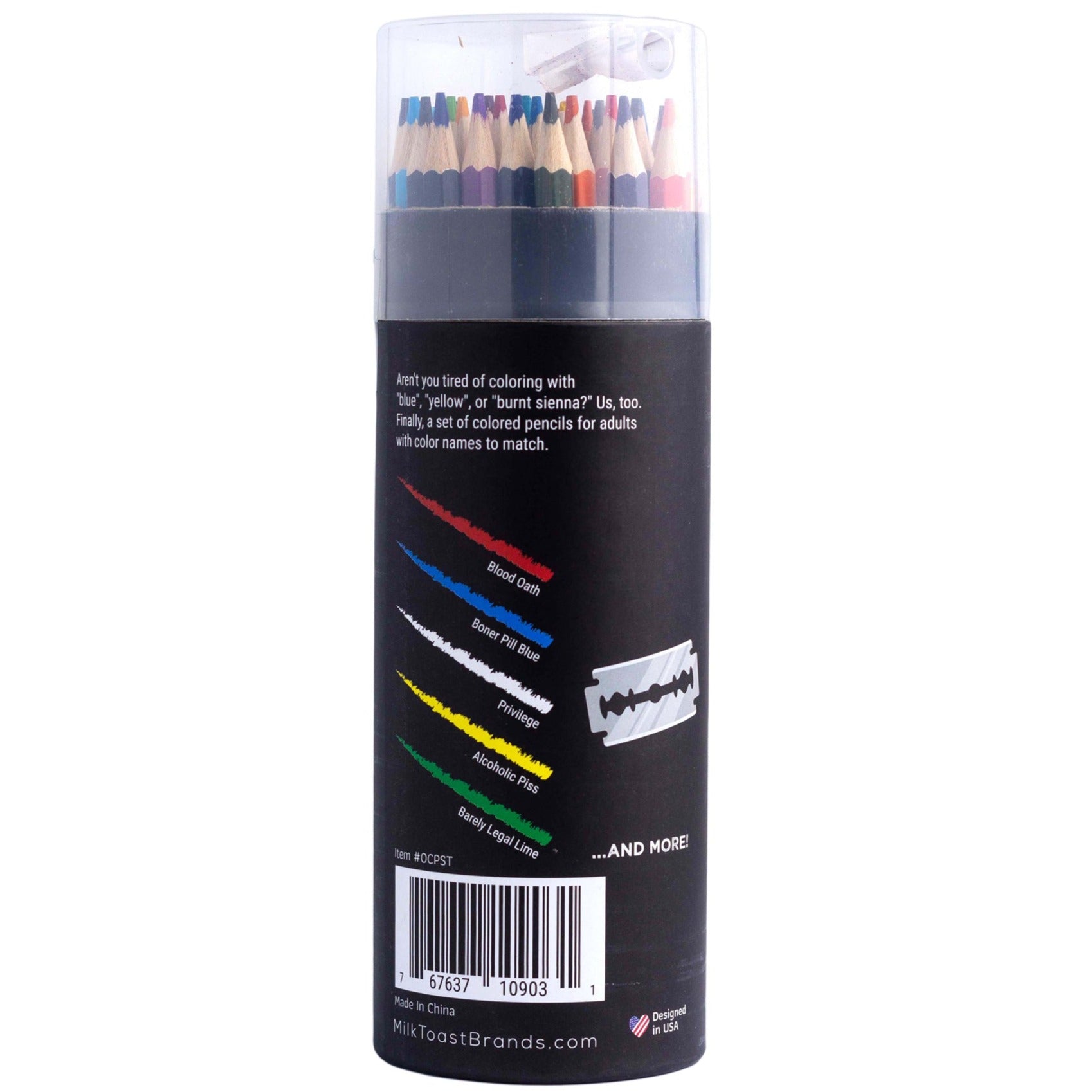 Offensive Colored Pencils set of 48 wooden colored pencils with bold, unique color pencils in pack.