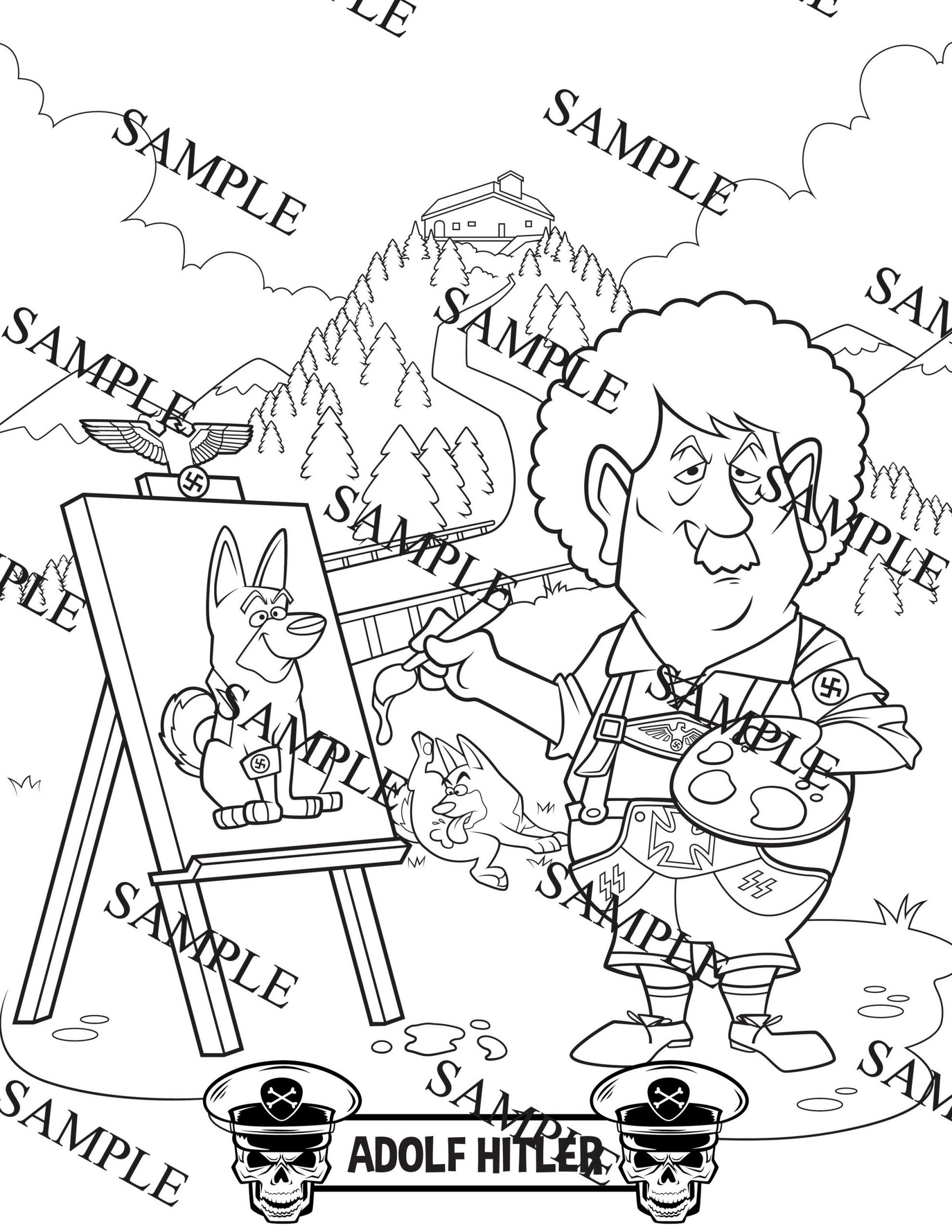 "Happy Little Dictators" adult coloring book – Funny, unique illustrations of historical figures for coloring.