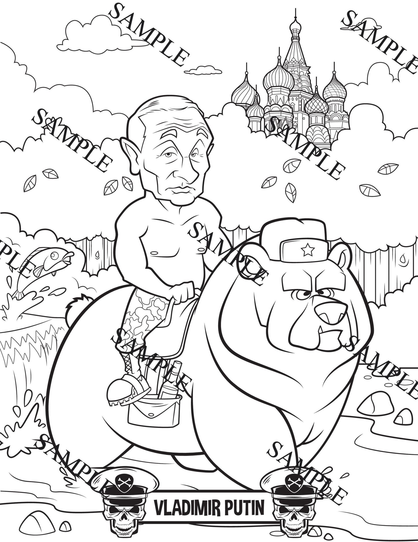 "Happy Little Dictators" adult coloring book – Funny, unique illustrations of historical figures for coloring.