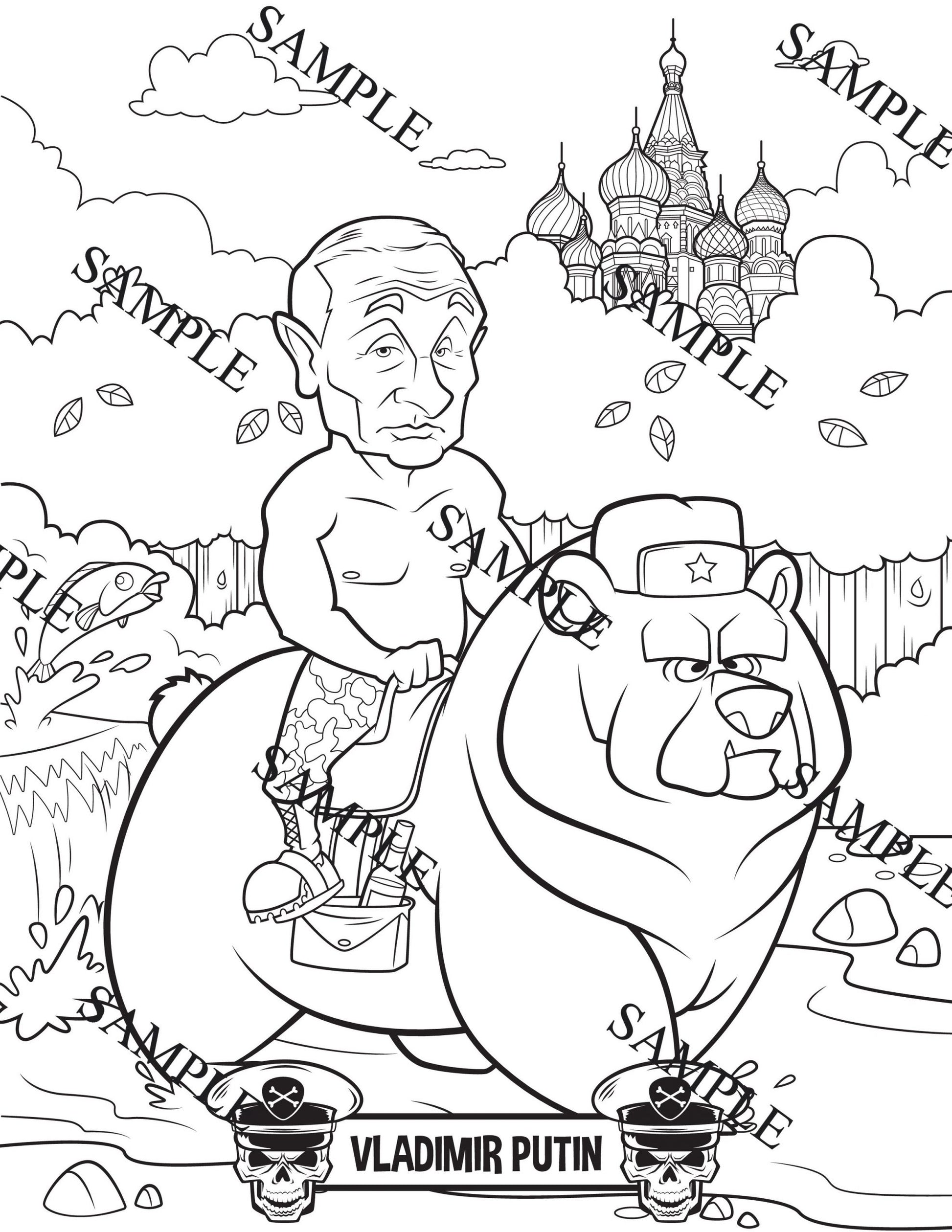 "Happy Little Dictators" adult coloring book – Funny, unique illustrations of historical figures for coloring.