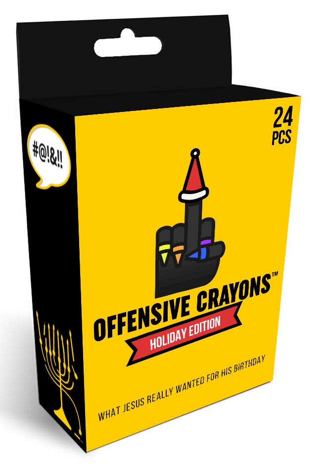 Holiday Edition crayons in assorted colors, ideal for adult coloring and holiday crafts.